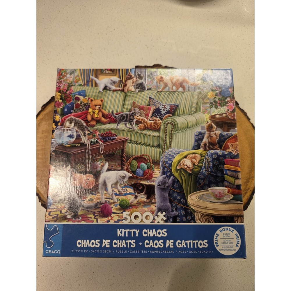 Caeco CATS Puzzles Lot of 2 Night Spirit & Kitty Chaos 550-500 Pcs. Complete - Picture 5 of 15